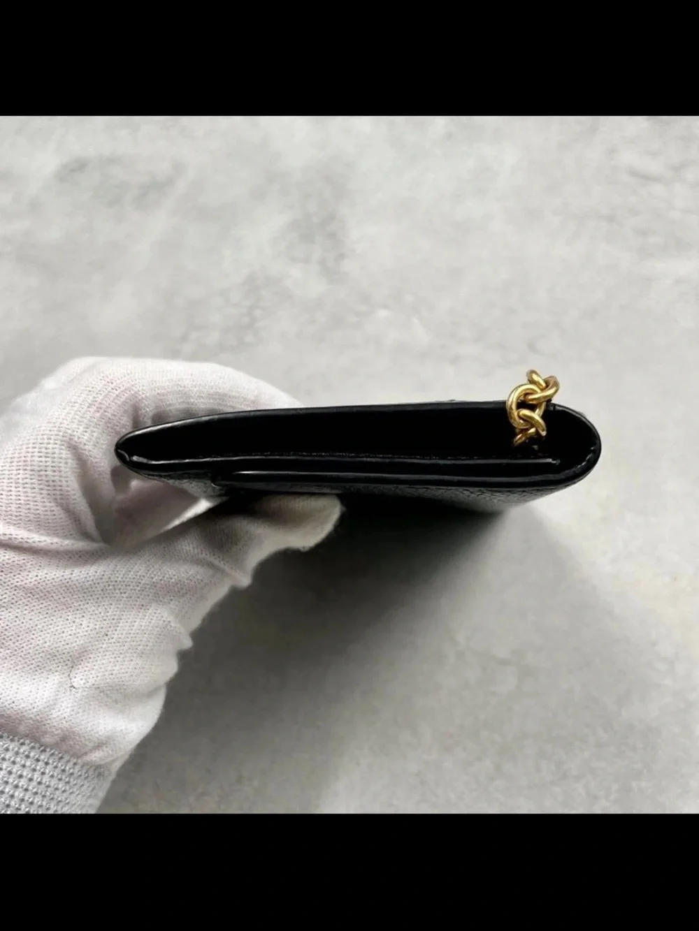 Mulberry Black Pebbled Leather Card Holder with Gold Key Ring